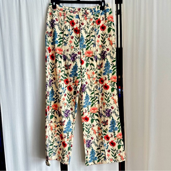 NWOT Cider Wide Leg Trouser Floral Butterfly’s & Ladybugs XL Relaxed (10) - Picture 1 of 10